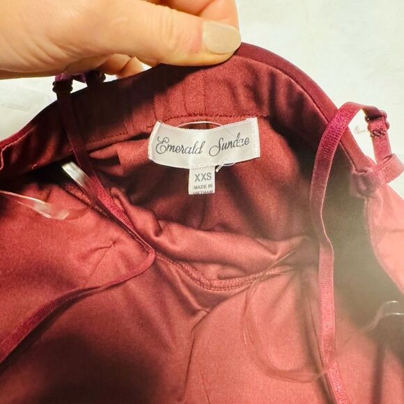 New! Burgundy Spaghetti Strap Dress-XXS - Picture 4 of 4